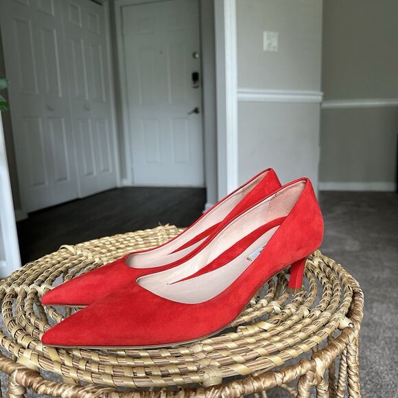 M.M. Lafleur The Lillian Pump - Italian Suede Red Heels Women’s EU 40 US 9/9.5 - Picture 2 of 14